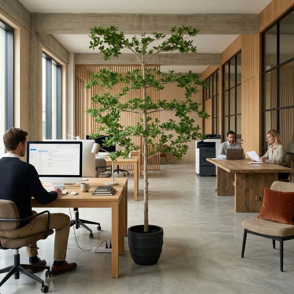 Artificial plant in office setting